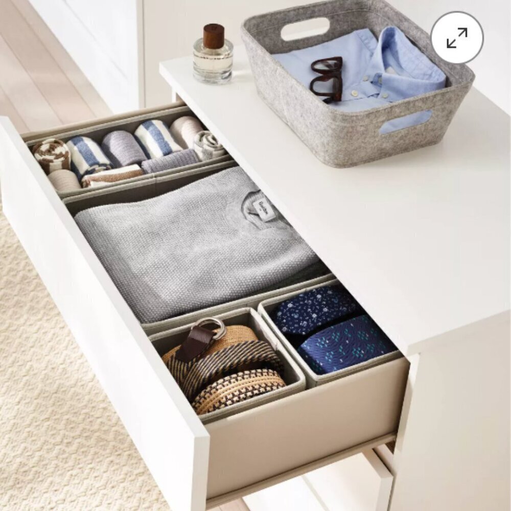 SET: Collapsible Fabric Drawer Organizers - Brightroom™ Grey